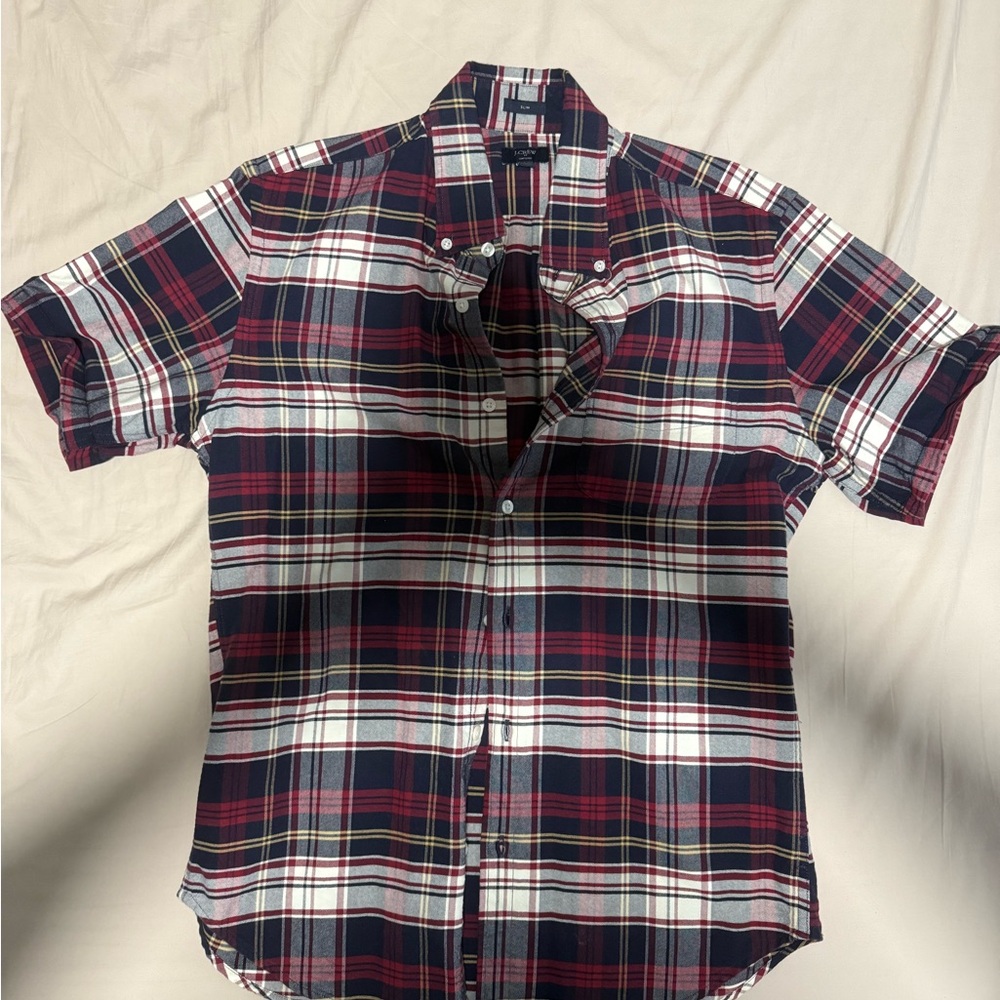 J. Crew Red and White Plaid Casual Shirt